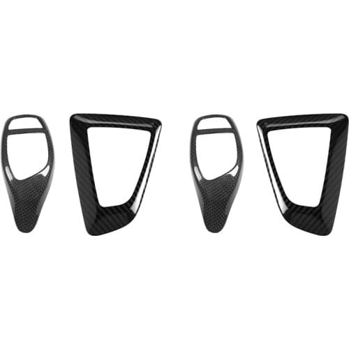 2Pcs Real Carbon Fiber Gear Shift Knob Trim Cover Stickers Panel Frame For-BMW F10 F20 F30 F32 F36 F12 X5 F15 X6