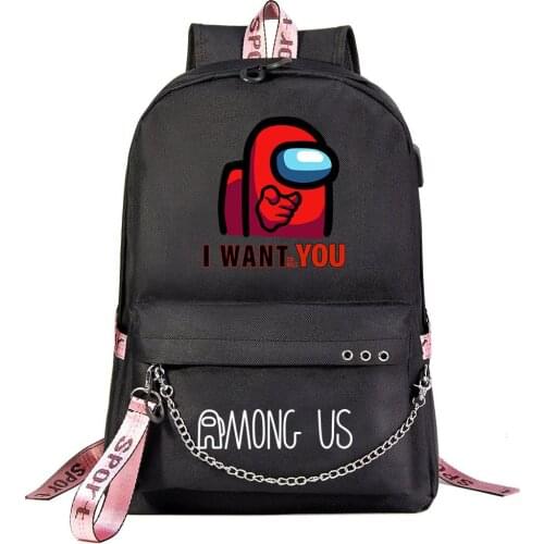 Hot Game Among Us Backpack For Teenager Kids School Bags Men Women USB Charging Chain Bundle Laptop Travel Bags Bookbag Mochila