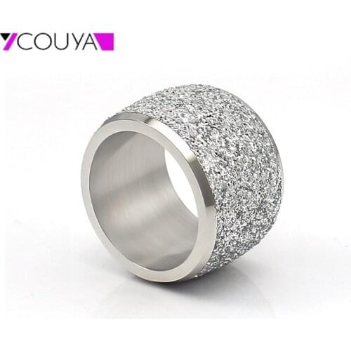 Width 16MM Stainless Steel Rose Gold Rings Band for Men Women Promise/Wedding Ring Frosted Surface Ring Size 6-9