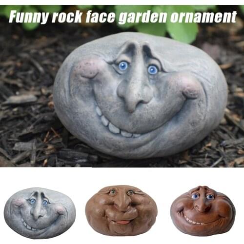 Rock Funny Face Garden Yard Art Resin Sculptures Mystical Garden Stones For Indoor Outdoor Patio Porch Garden Decoration Outdoor
