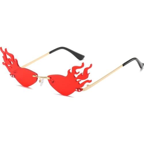 Simvey 2020 Trendy Flame Sunglasses Women Luxury Brand Designer Cat Eye Rimless Sun Glasses Fashion Eyewear Shades Oculos De Sol