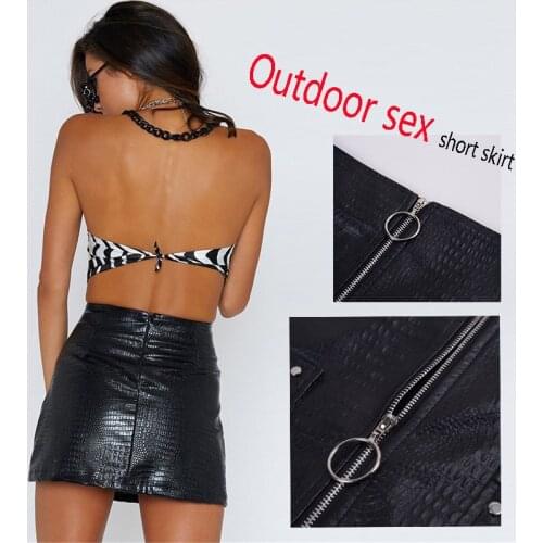 Outdoor Sex Short Skirt Black Dogging Dress Rivet Car Sex Zipper Miniskirt Women Dress Couples Sexual Outdoor Gift for Girl 0