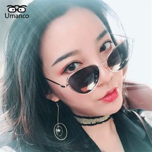 Umanco Trendy Metal Cat Eye Sunglasses Women Fashion Gold/Black Frame Red Lenses Sun Glasses Female Driving Eyewear Gift UV400