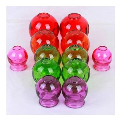 Thicken colorful glass vacuum Cup Traditional Chinese cupping Household Extra Strong Glass fire Cupping therapy 5 sizes 5pcs/set