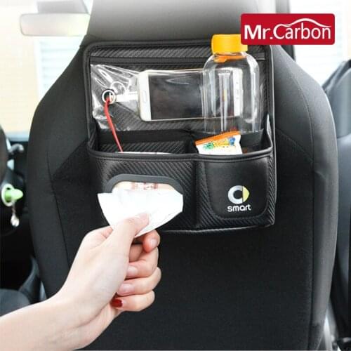 Car Seat Back Bag Hanging Storage Box For Mercedes Smart fortwo forfour 450 451 453 Car Tissue Box Styling Accessories