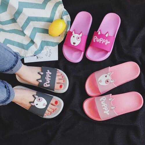 Womens Slippers 2021 Summer Cute Bull Terrier Dog Cartoon Women Slides Beach Shoes Women Flat Heels Flip Flops Slipper