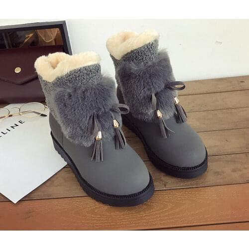Snow Boots Women 2021 New Thick Velvet Winter Fashion Warmth Slip-on Khaki Short Ankle Boots Womens Cotton Shoes Faux Fur Botas