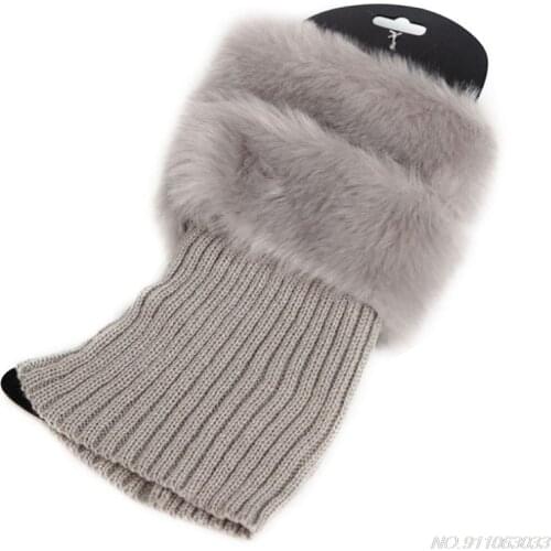 Womens Winter Warm Crochet Knit Fur Trim Leg Warmers Cuffs Toppers Boot Socks N11 20 Dropshipping