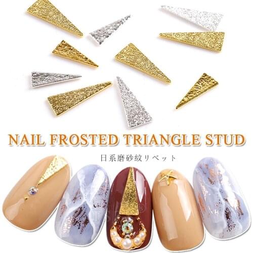 25pcs/lot Gold silver frosted Long Sharp Triangle stud Rivets Alloy Nail Art Metal Decoration Accessorie 3D DIY Design