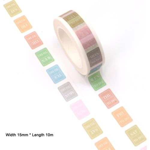 1PC 15MM*10M Day of the week note label washi tape Masking Tapes Decorative Stickers DIY Stationery School Supplies