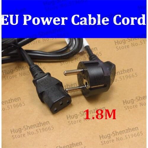 2pcs/lot 2 Prong EU Plug AC Power Cord Cable 1.8m 1mm2 For PC Desktop Monitor Computer Power Supply Converter Adapter