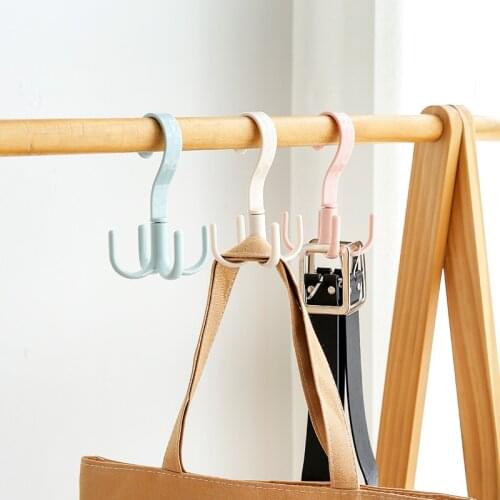 2pcs Multi Purpose Scarf Hanger Belt Bag Storage Rack Plastic Clothes Hanging Hook 360 Degree Rotatable Closet Storage Organizer