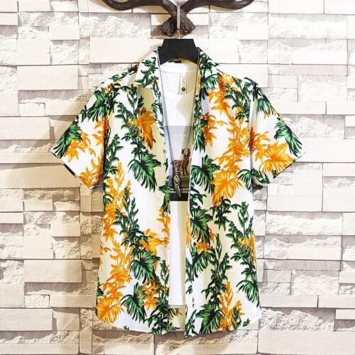 2021 Summer New Mens Floral Shirt Fashion Loose Large Size Hawaiian Beach Style Casual Printed Short Sleeve Shirt Size M-7XL