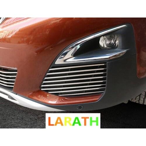 26pcs FOR PEUGEOT 5008 GT 2017-2019 Stainless Front Head Grill Grille Bottom Decoration Strip Trim car styling ACCESSORIES
