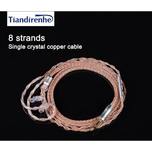 Tisndirenhe 8 strands QDC cable soft Gold Single crystal copper Wire For KZ TRN KBEAR earphone with QDC earphone