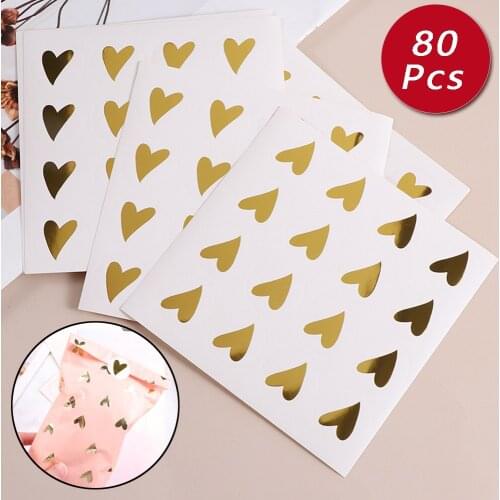 80Pcs/5Sheets Love Heart Sticker Gift Boxes Seal Label Adhesive Sealing Handmade Crafts Festival Wedding Party Decor Supplies