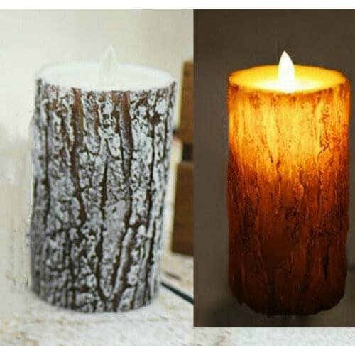 Battery operated Dancing Moving wick LED Pine tree Candle Paraffin Wax Pillar Swinging Flame Wedding f/Home Party Club-15cm(H)