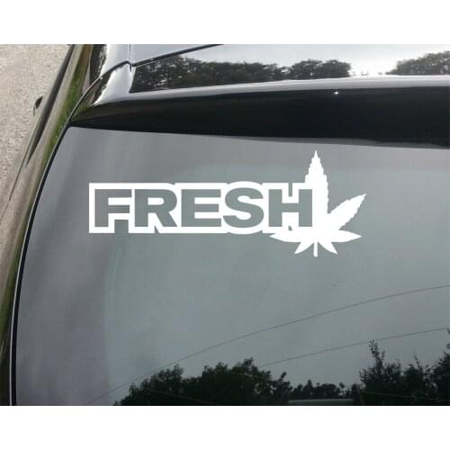 LARGE FRESH WEED LEAF LEAVES VINYL DECAL STICKER 15cm