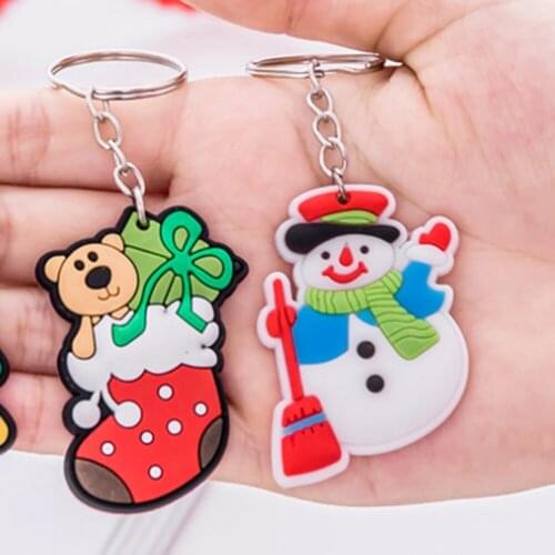 Key Ring Key Chains Cartoon Cute Santa Keychain Christmas Sock Keychain Cartoons Girlfriend Snowman Decor Couple Key Ring