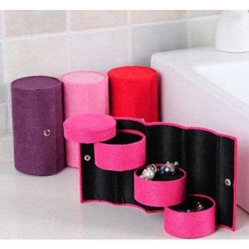 Accessories Cylinder Cosmetic Cases Useful Necklace Earring Jewelry Cosmetic Holder Organizer Display Box Gift