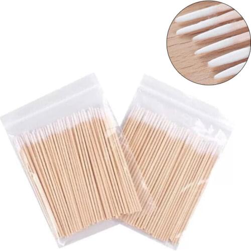 100pcs Wood Cotton Swab Cosmetics Permanent Makeup Health Ear Jewelry Clean Sticks Buds Tip Eyebrow Eyeliner Tattoo Tool 7cm