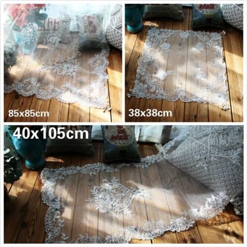 European Mesh Water Soluble Embroidery Beaded Luxury Tablecloth Hotel Home Table Flag Pad Small Balcony Coaster Decoration Cloth