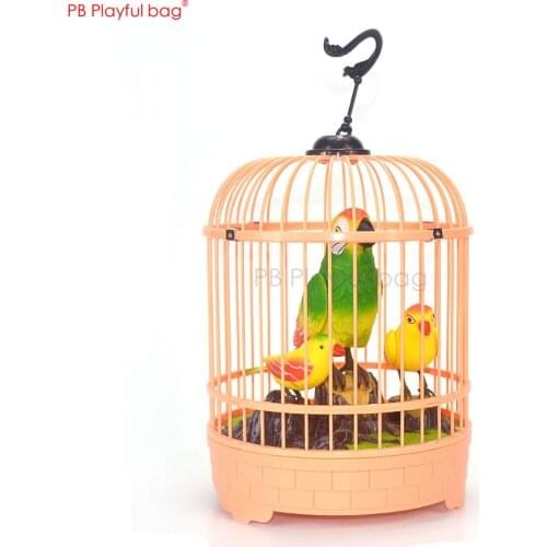 Playful bag Movable parrot Voice control induction bird cage with light Simulation parrot action figure Balcony decoration HF62