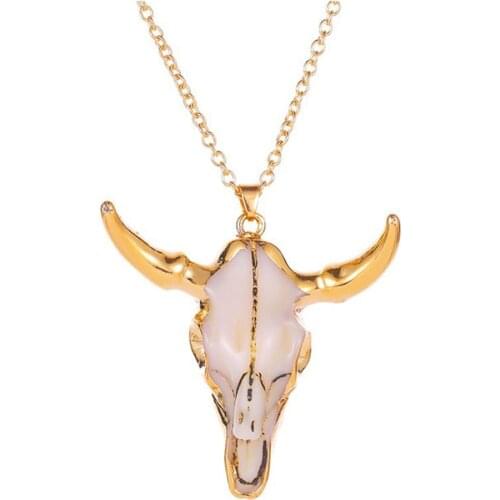 Ins Gold Chain Western America Ox Bull Head Horn Texas Cowboy Longhorn Piercing Pendant Choker Necklace Korean Fashion Jewelry