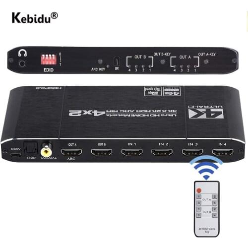 Kebidu 4K 60Hz hdmi-compatible cable For tv box Audio interface Martrix with ARC Switch Splitter 4 in 2 out Splitter Switch
