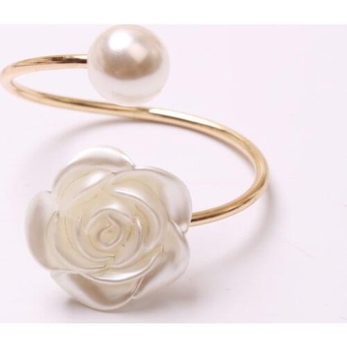 1pcs/lot Napkin Rings Wedding Pearl Rose Flower Napkin Buckle Napkin Ring Napkin Ring