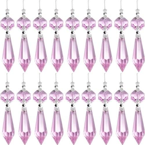 LUDA 20Pcs Crystal Chandelier Icicle Prisms Lamp Candelabra Replacement Parts With Octagon Beads,DIY Crystal Curtain Pendants