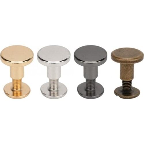 50 Set 8mm Metal Rivet Pure Copper Flat Head Rivets Leather Strap Screws Kit for Notebook Binding