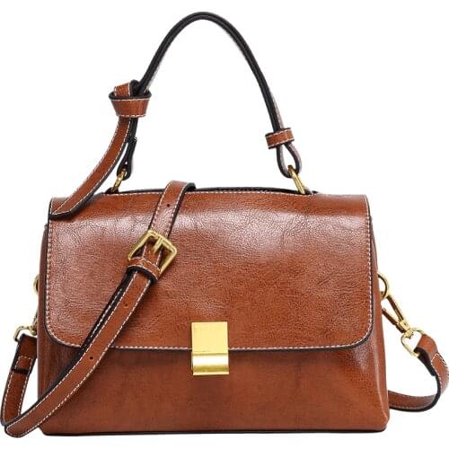 New Vintage Women Crossbody Bag Handbag Shoulder Ladies Bag Womens Tote Bags High Quality Leather for Womens 2021 Solid Color