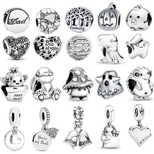 New Silver Color Cute Mushroom Prickly Pear Love Pendant Fit Pandora Charms Bracelet DIY Women Original Beads wholesale Custom