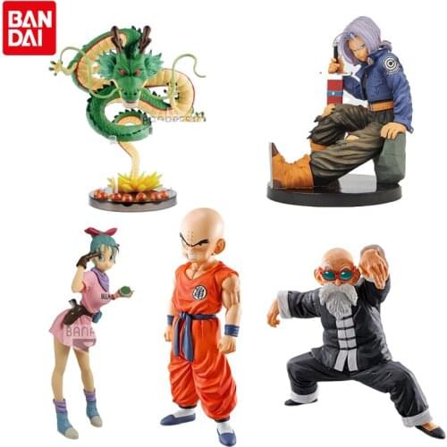 Original Bandai Dragon Ball Z Figures Model Flash Charm Bulma Trunks Shenron Kuririn Anime Figurine Toys for Children PVC