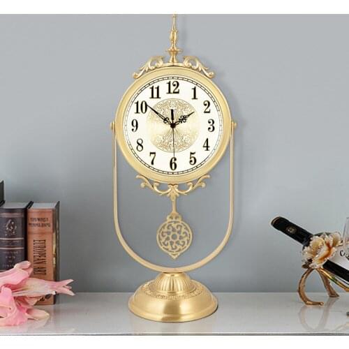European style all-brass desk clock living room porch decoration mute quartz clock creative desk clock swing home fashion clock