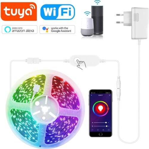 Tuya APP Smart Life WIFI LED Strip Light Voice Control RGB LED Lights Strip 12V 5-30M lamp Tape Work with Alexa Google Home