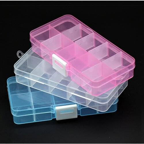 10 Grid Plastic Storage Boxes Slots Adjustable Packaging Transparent Tool Case Pill Nail Accessories Organizer Jewelry Box