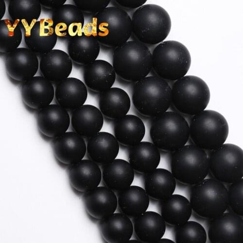 Dull Polished Black Agates Beads 4-16mm Natural Round Loose Spacer Charm Beads For Jewelry Making DIY Women Bracelets Ear Studs