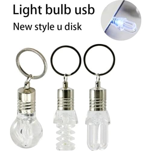 Light Bulb Shaped USB Flash Drive LED Pen Drive Flash Card Gift 4GB 8GB 16GB Keychain Pendrive Memory USB Stick Storage USB 2.0