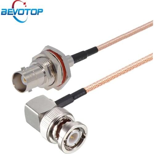 Waterproof BNC Female to BNC Male Right Angle Plug Adapter 75 Ohm RG179 Cable for Video Camera TV Satellite System