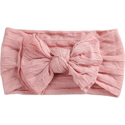 Hot New Check Jacquard Soft Elastic Wide Nylon Double Layer Bow Kids Headwears Baby Headbands Hair Accessories