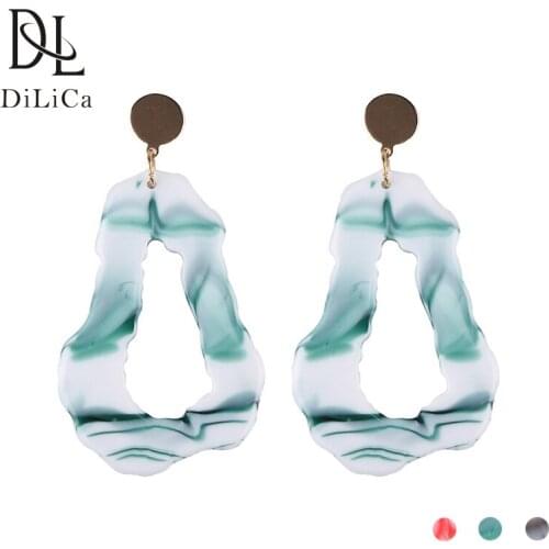 DiLiCa Korean Fashion Drop Earrings Female Resin Geometric Statement Earrings for Women Dangle Earring Jewelry aretes de mujer