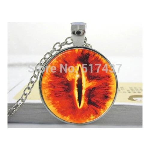 1 PC Sauron Evil Necklace Evil Eye Pendant Glass Photo Jewelry, Dragon eye Necklace ,eye pendant necklace HZ1