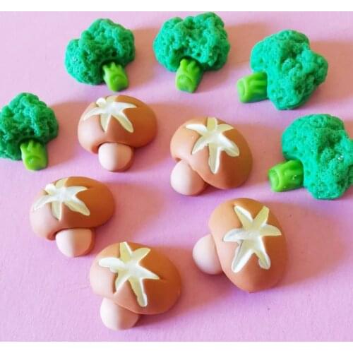 10 pcs Lentinus edodes/cauliflower/miniatures/lovely cute/fairy garden gnome/moss terrarium decor/bonsai/figurine/doll house