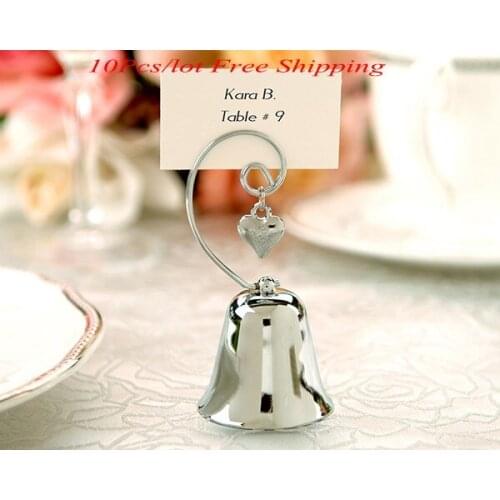 10 Pcs/lot) Silver Party Decorations of Charming Silver Bell with Heart Charm for event and Party guest name card holder