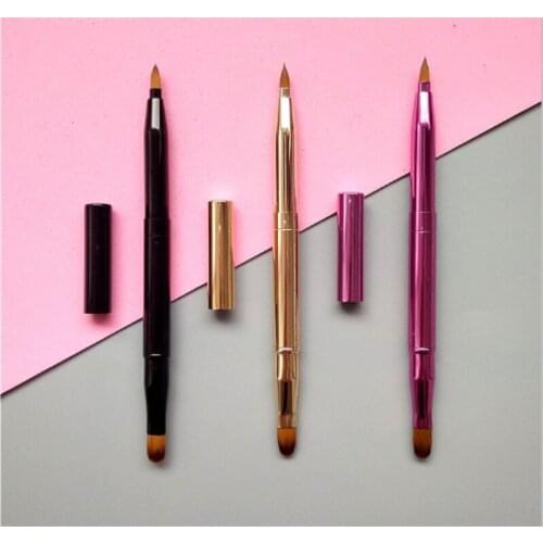 Stylish Double-headed Retractable Black Makeup Blush Lip Brush Eyebrow Brush Cosmetic Adjustable Tool 100pcs