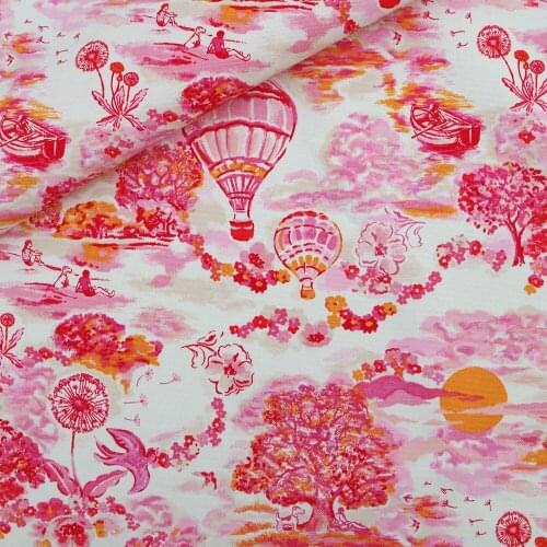 140cmx50cm Cotton Canvas Fabric for handmad, bed, bag, curtain - Hot air ballon,tree,flower and boat