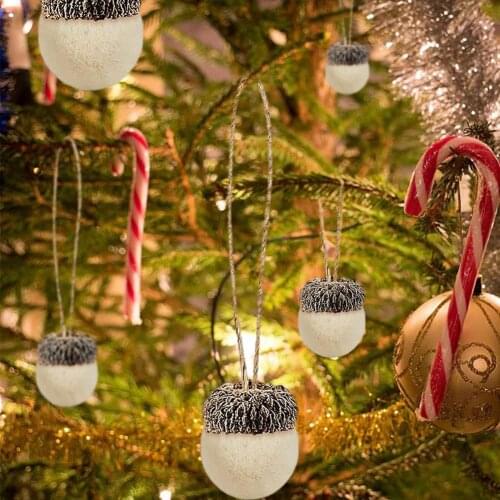 31PCS Felt Acorn Ornaments Felted Acorn Balls With 32.8ft String Thanksgiving Christmas Felt Acorn Decoration Pendant Home Decor