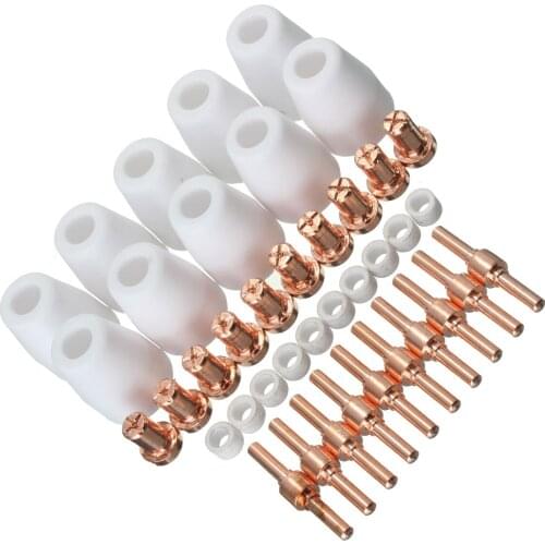40PCS/Set Ceramic + Metal Plasma Cutting Cutter Consumables Extended TIP Nozzle Electrode For PT31 LG40 Torch CUT--40 50